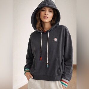Magnlens grey Hoodie Sweater with Striped Cuffs Medium NWT